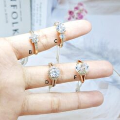 Cincin Solitaire Premium Rhodium Replika Berlian Silver