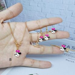 Set Xuping Anak Kalung Koye Gelang Anting Cincin Karakter Kartun Miki